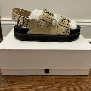 Isabel Marant Ecru Velvet Eyelet Sandals